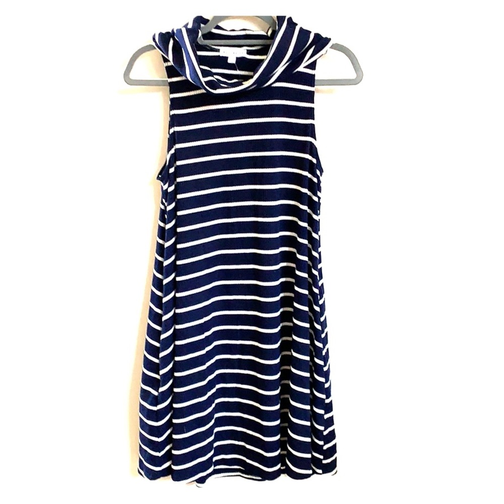 Socialite Navy and White Striped Ribbed Dress